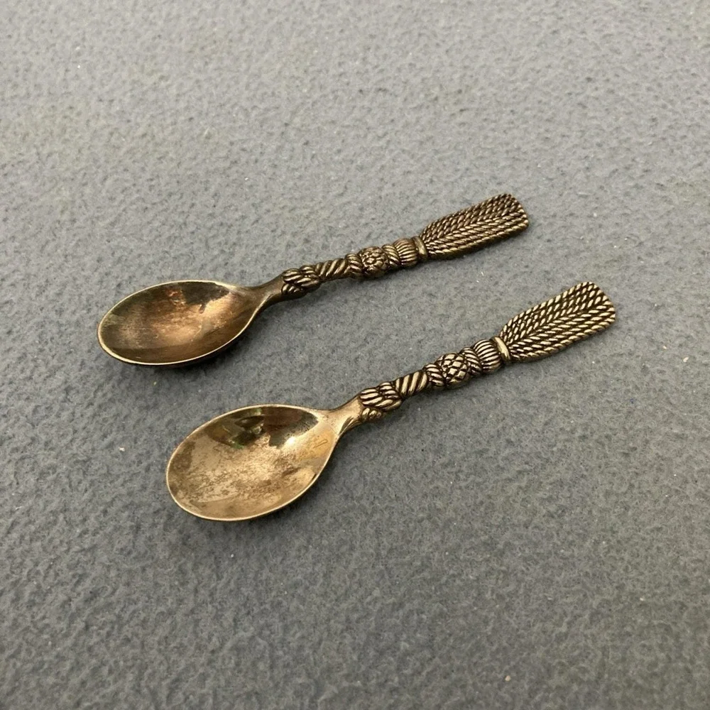 Silea Cartizone Silver Plated 4 in Coffee Spoons Twisted Rope Design‎ - Set of 2